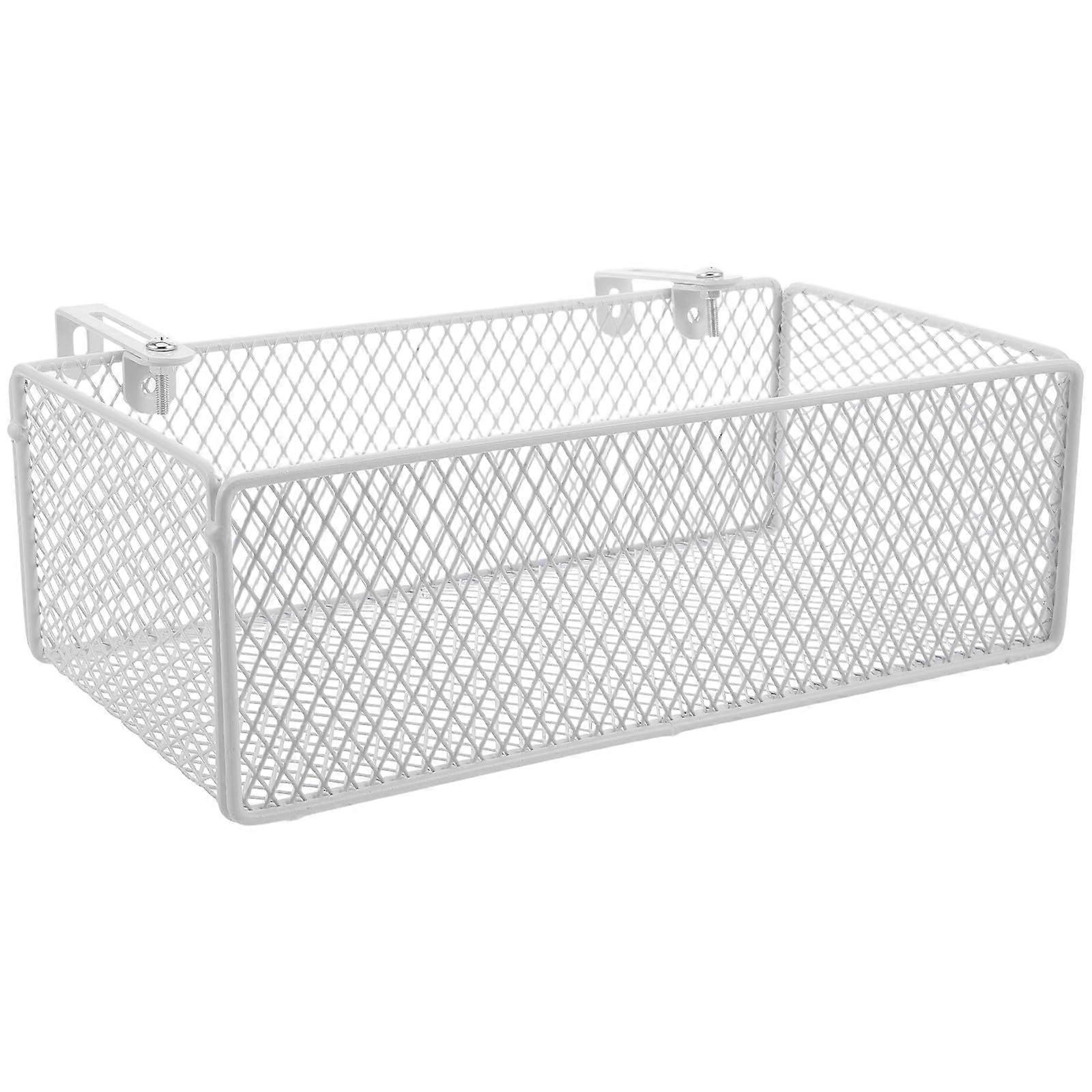 Iron Bedside Caddy with Adjustable Hooks, Durable Hanging Storage Basket for Dorms and Bunk Beds