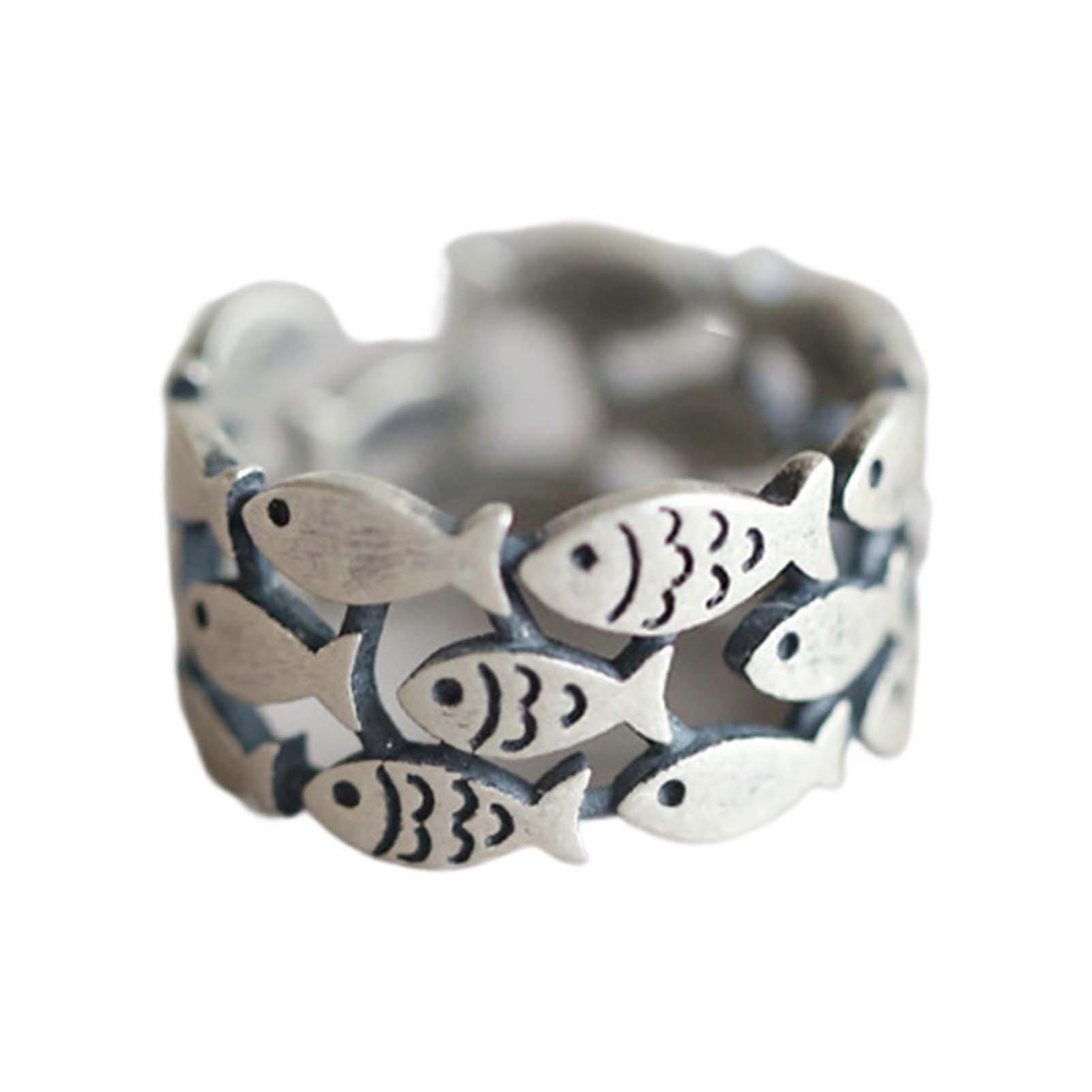 Fish Shape Women Open Ring Cute Adjustable Silver Color Hypoallergenic Solid Metal Finger Ring