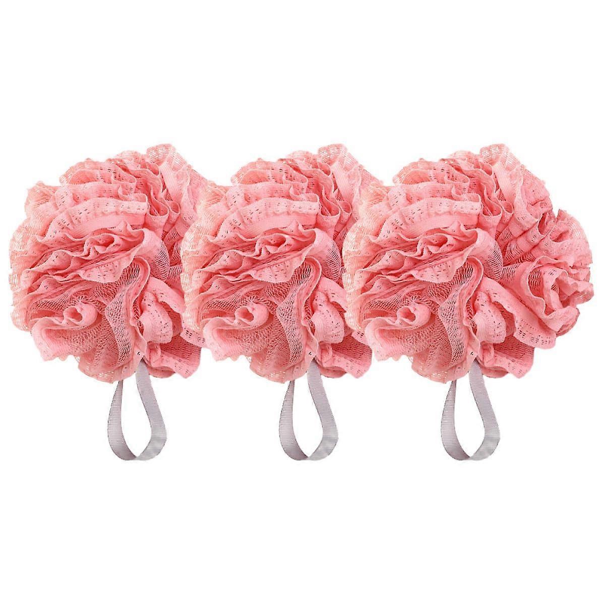 3Pcs Red Lace Bath Loofah Set – Large Mesh Shower Pouf Body Scrubber for Deep Cleansing and Gentle Exfoliation