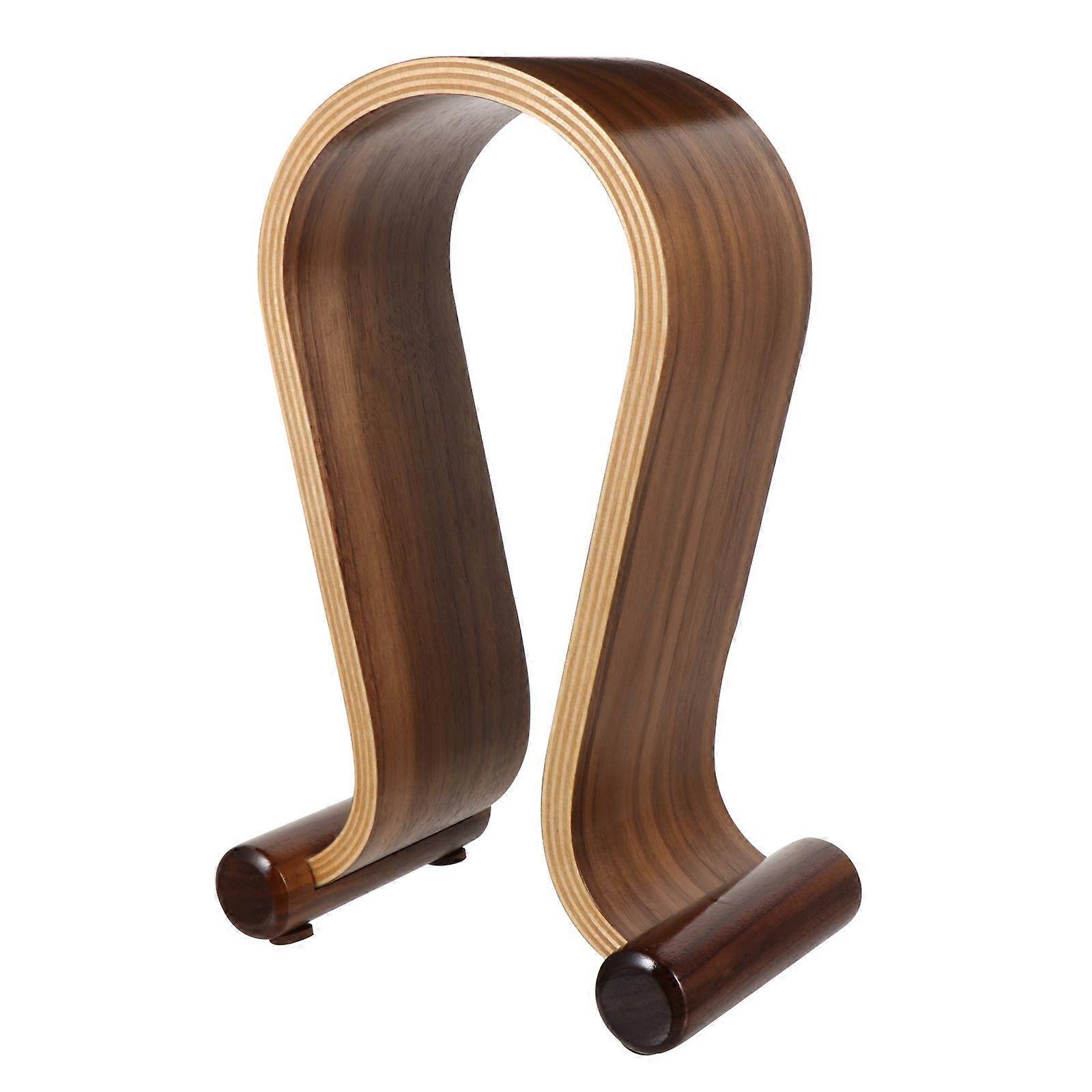 Headset Holder Wooden U Shape Display Rack for 2Pcs Desktop Use