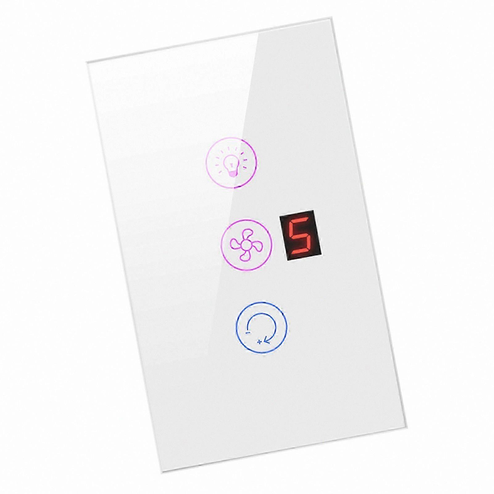 WiFi Enabled Touch Screen Fan and Light Controller with Speed Adjustment, Voice Control via Smartphone, Compatible with Multiple Devices