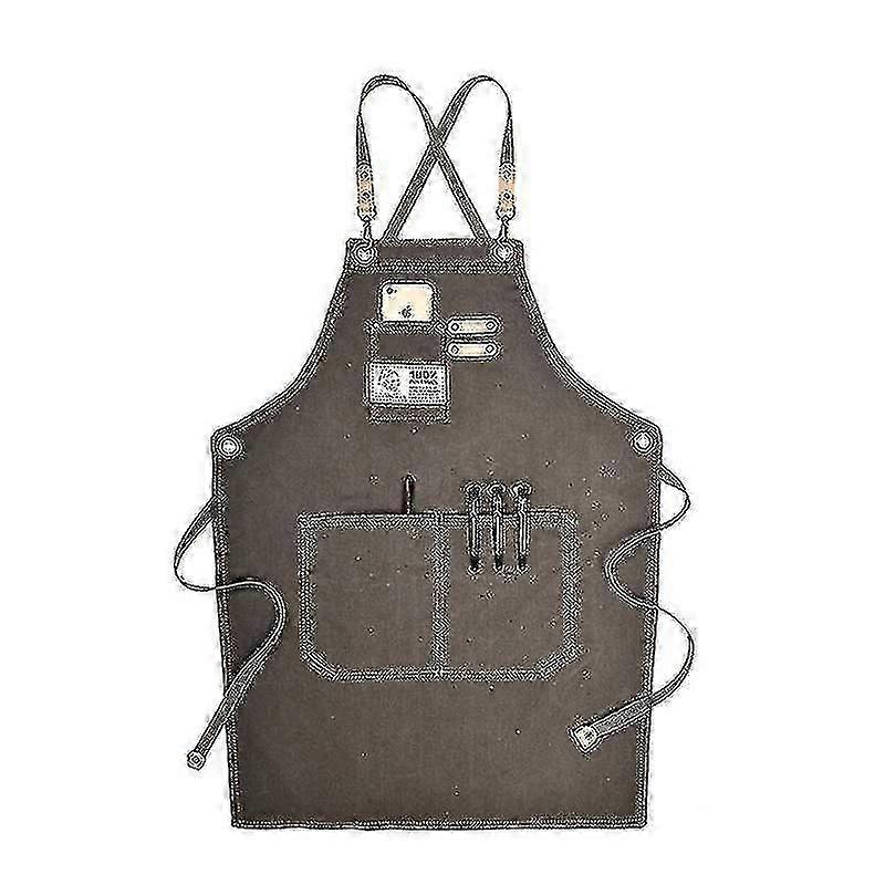 Canvas Work Apron With Adjustable Strap Multi Pockets For Barber Beauty Salon