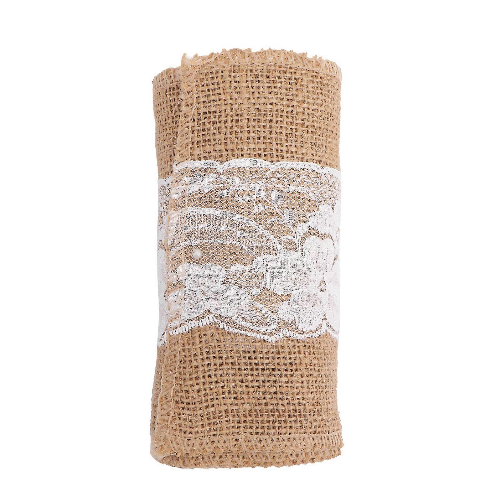 Khaki Vintage Burlap Lace Table Runner for Table Decoration 3Pcs Set