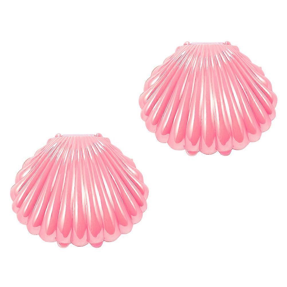 Simulation Shell Pearl Storage Box for Decoration 2Pcs Pink Plastic Desktop
