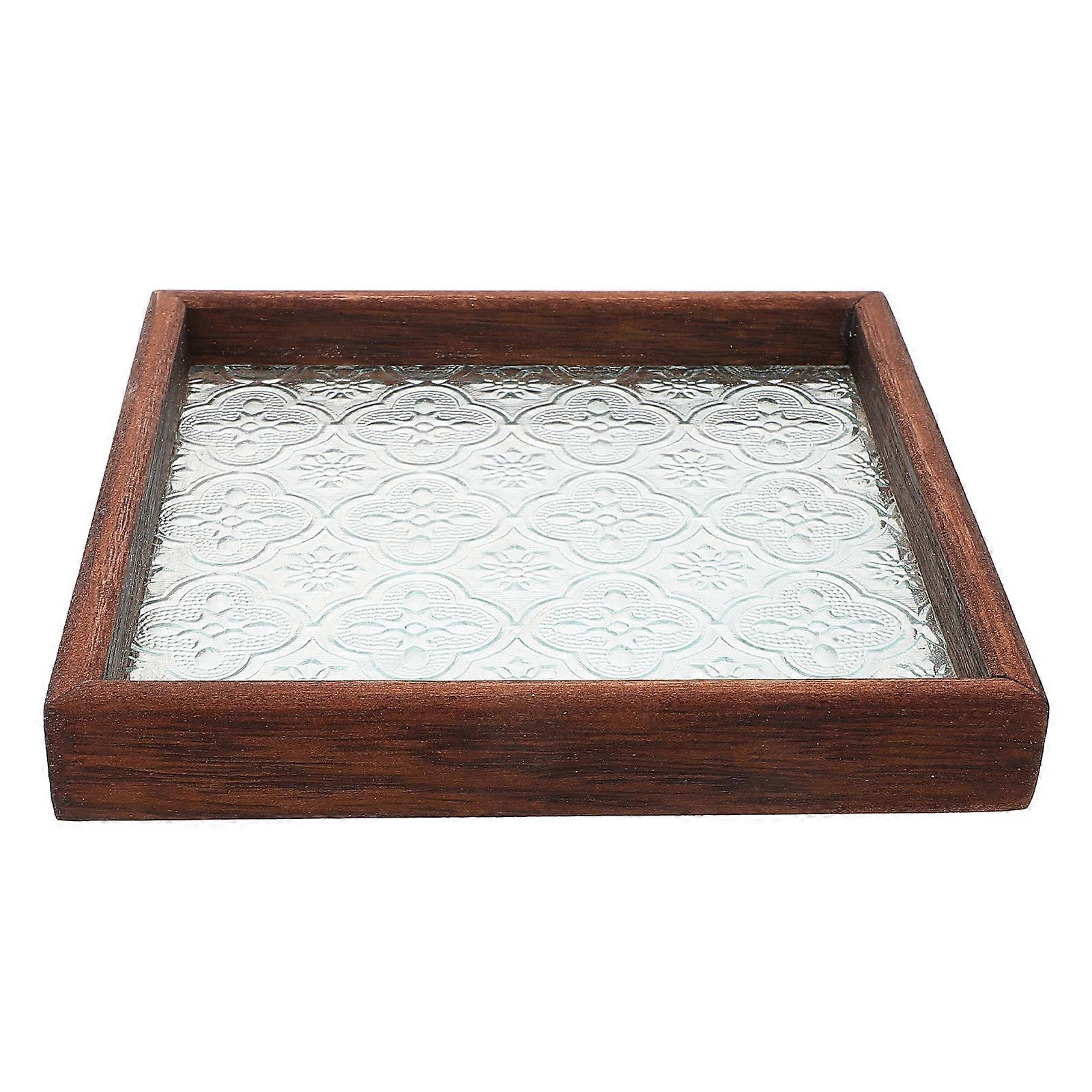 Wooden Tray for Kitchen Counter Serving 4Pcs Rustic Home Decor Tray