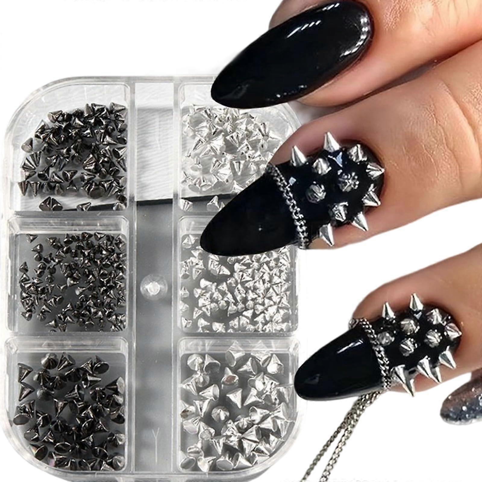 Gothic Metal Nail Accessories Set with Bold Punk Studs, Multiple Designs for Creative Party Nails
