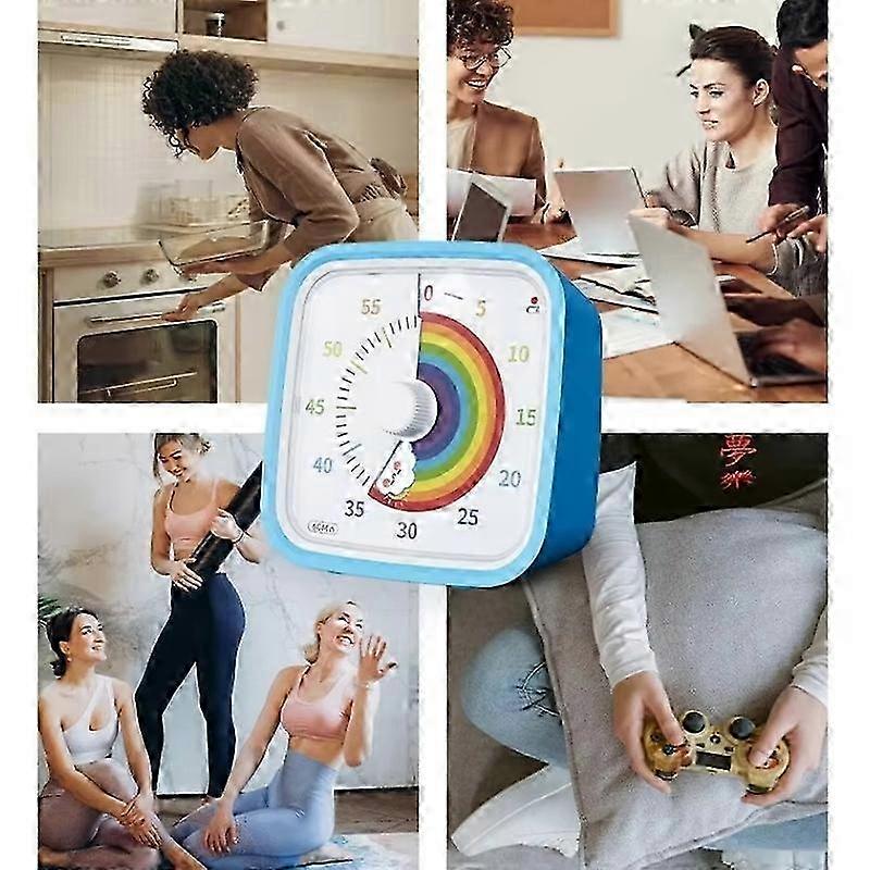 60 Minute Visual Timer with Rainbow Disk, Silent Countdown, Adjustable Alarm for Kids and Adults