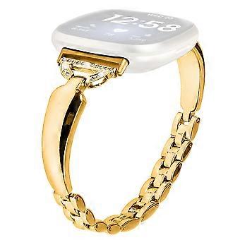 For Fitbit Versa 3/Sense Copper Watch Band D-shaped Rhinestone Decor Bracelet Strap