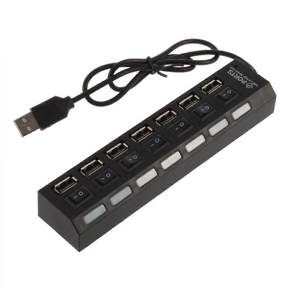 USB Hub 2.0 7 Port Speed Data Transfer with Individual Switch for MultiDevice Connectivity