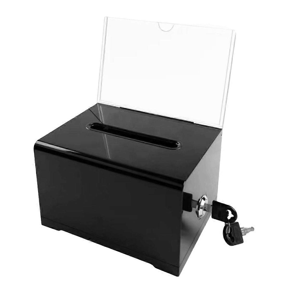 Plastic Container with Lock and Sign Holder Suggestion Box Acrylic Solid Donation Box Durable Ballot Box Voting