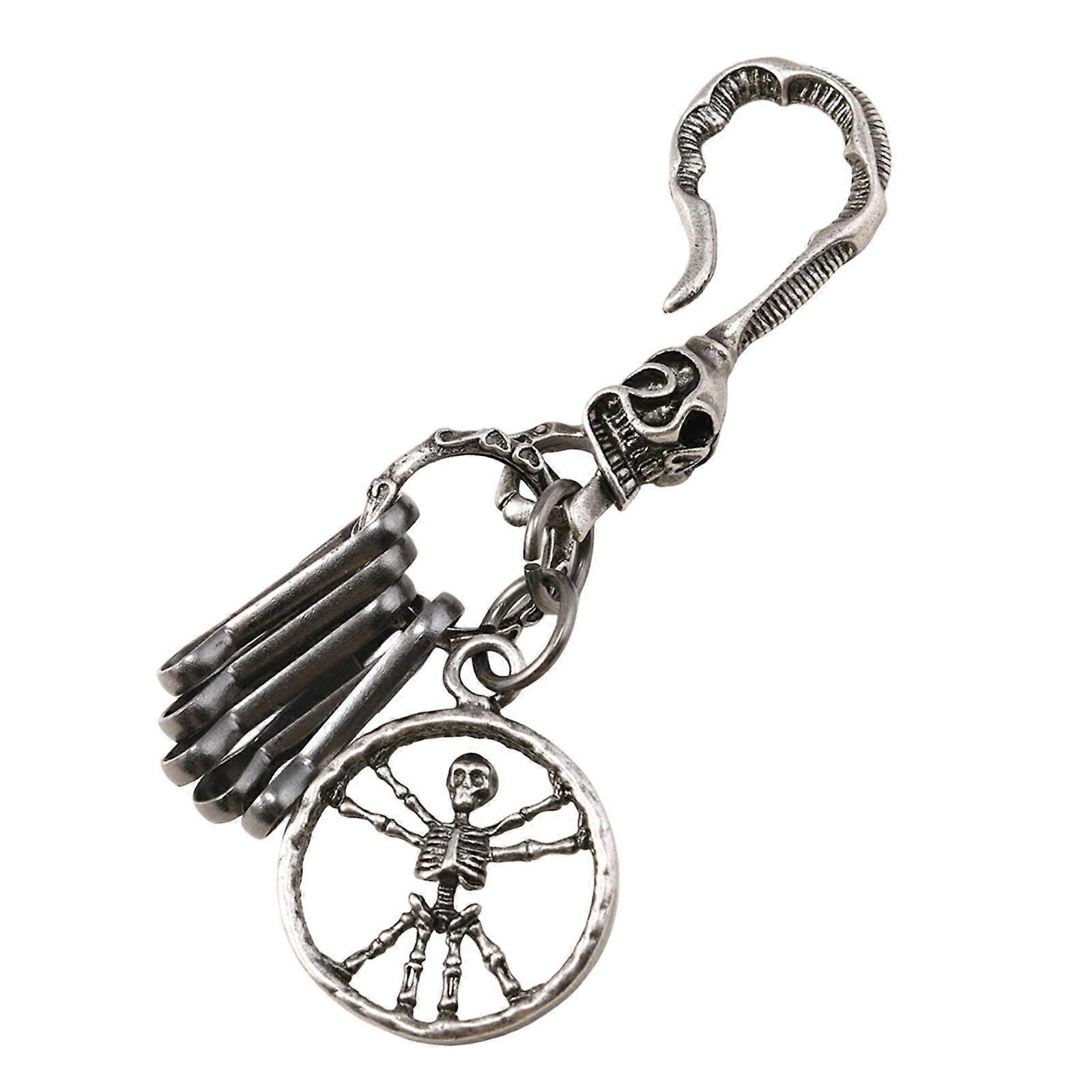 Handsome Metallic Skeleton Key Holder Gothic Punk Keyring Featuring Stable Build For Secure Key Organization  D