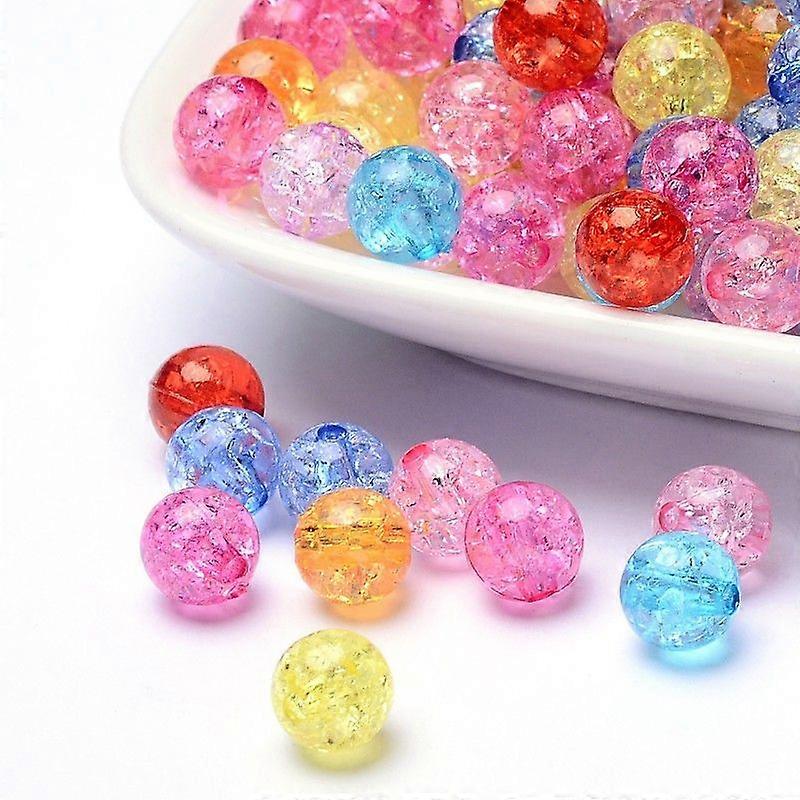 Transparent Acrylic Beads Round Mixed color 8mm Hole: 2mm