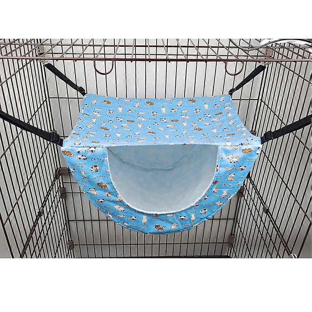 Double Layer Cat Hammock for Cage with Adjustable Straps, Breathable Hanging Bed for Small Pets