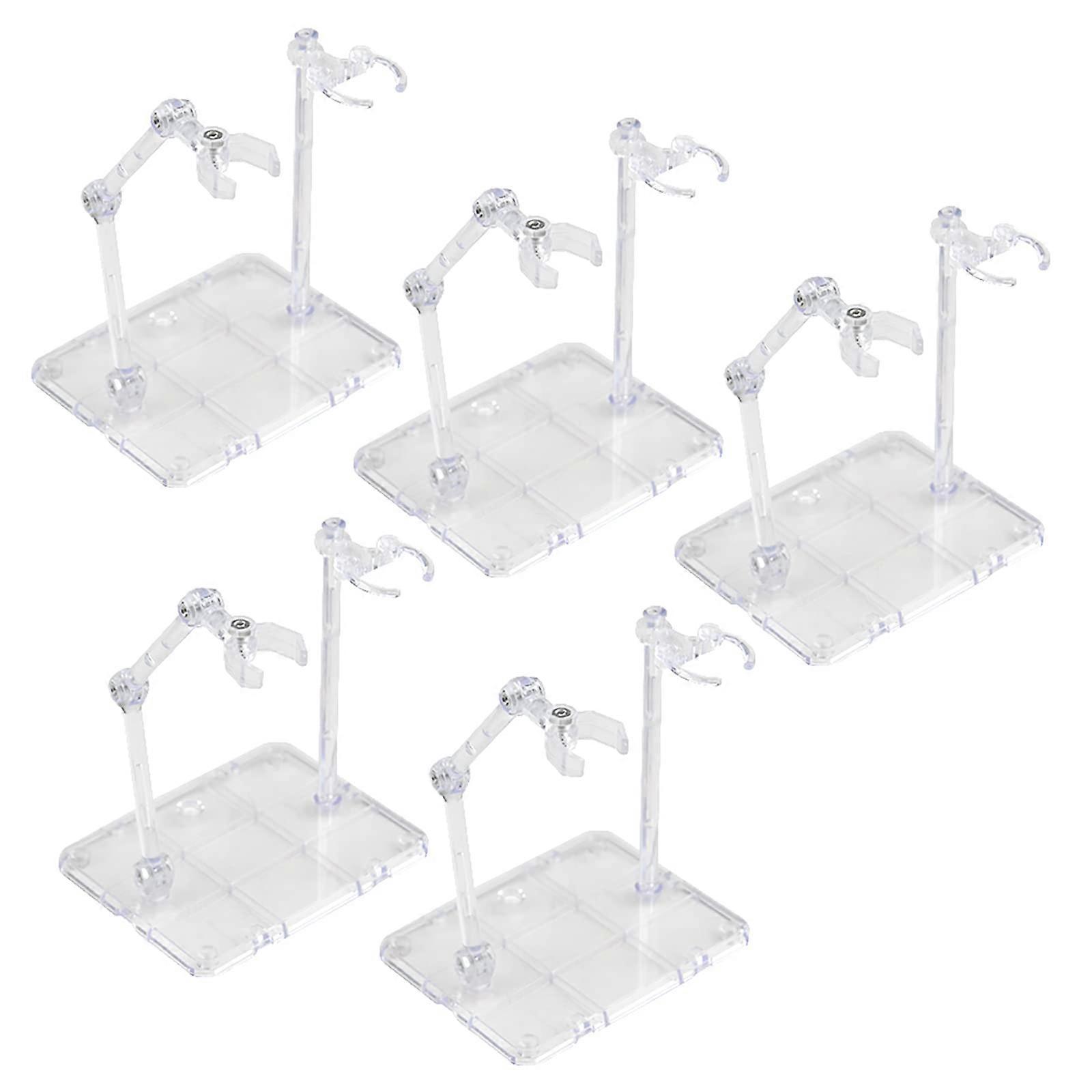 Action Figure Stand Set Adjustable Base for Gundam Models Stable Posing White 5Pcs