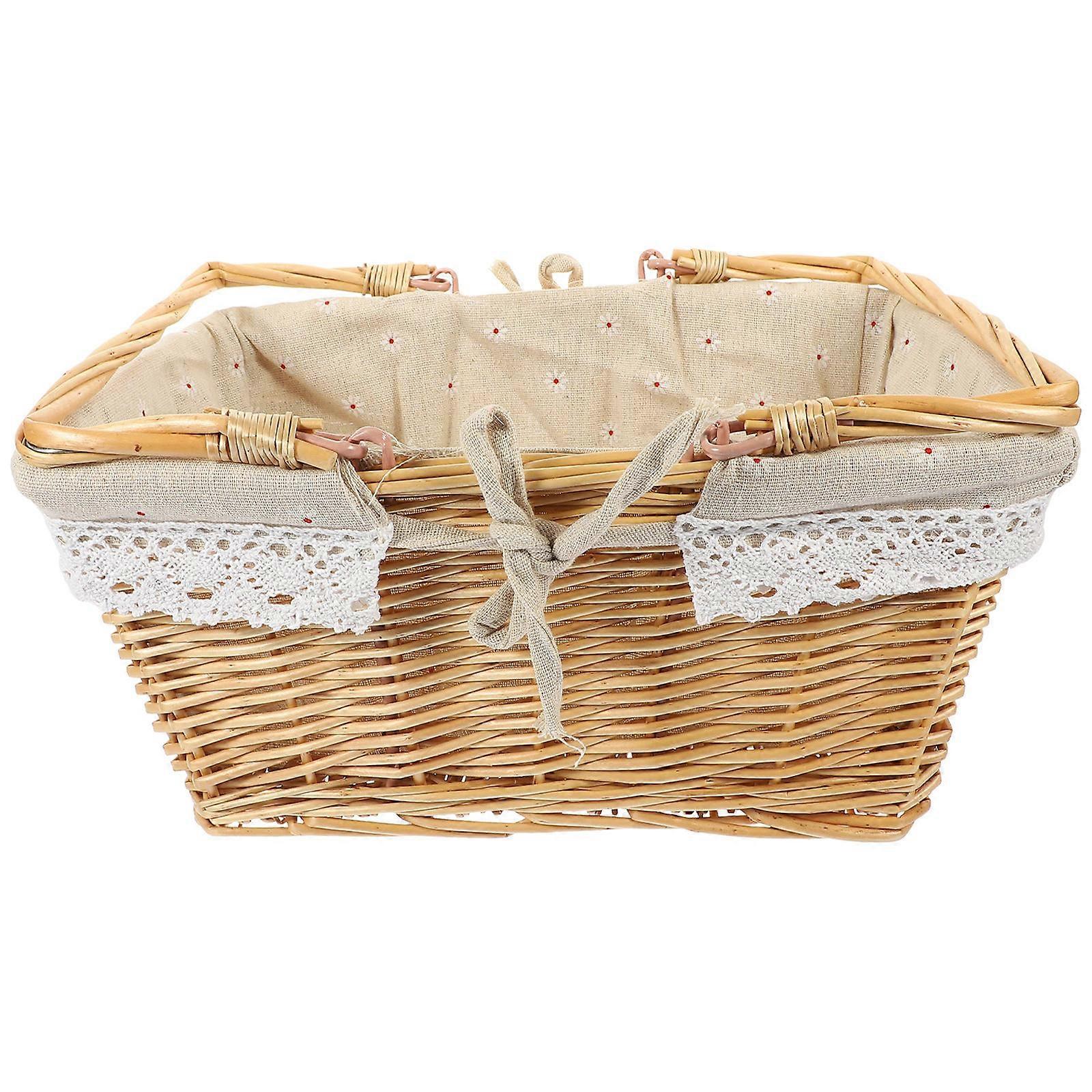 Rustic Picnic Basket Bread Storage Basket for Picnic with Handle