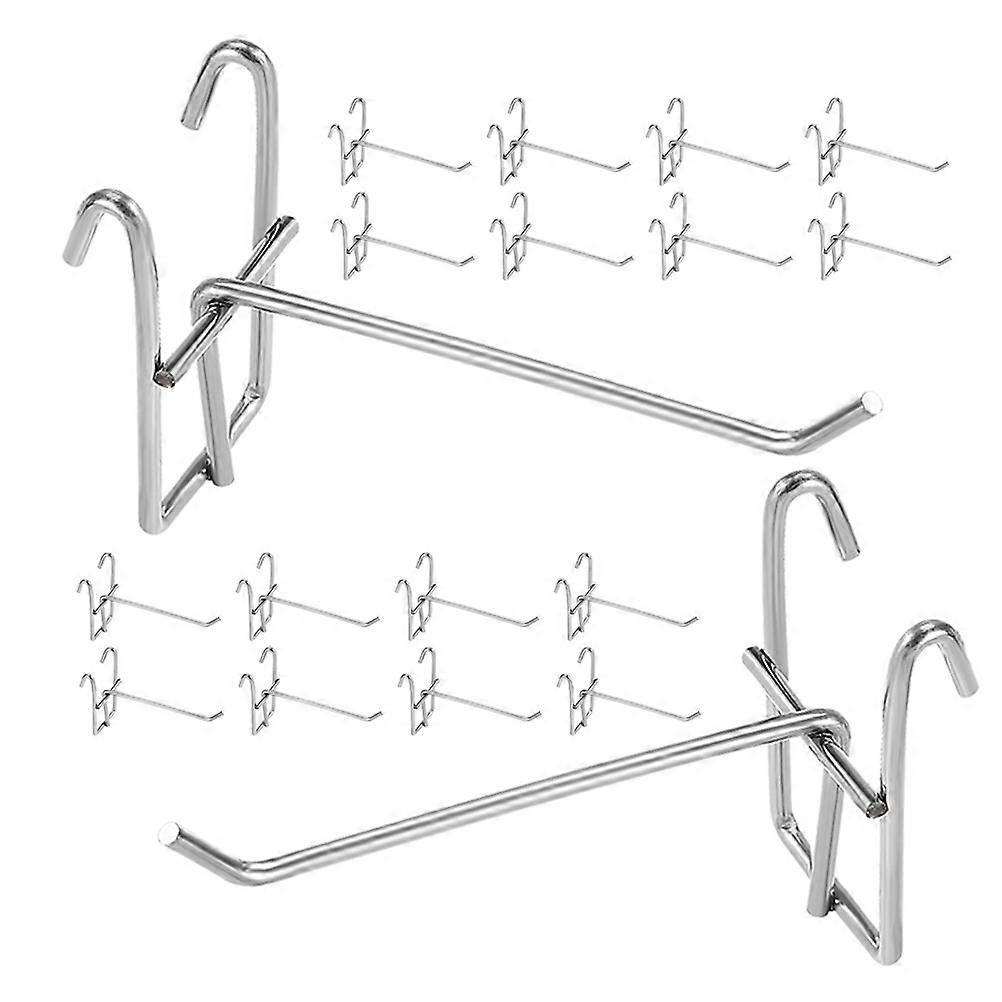 Metal Grid Wall Hooks Grid Display Hooks for Retail Hanging 50Pcs Set Silver