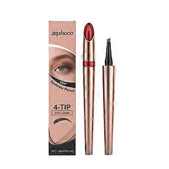Anti-vlek wenkbrauwpotlood met vier punten voor dagelijks gebruik op reis zonder make-up, natuurlijke haargroei, ultrafijne penseelstreek wenkbrauwpotlood 1 ml