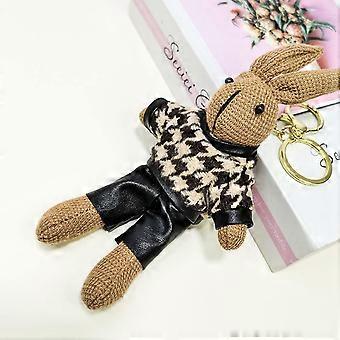 Plush Bag Charm Cute Rabbit Keychain Neutral Color Women's Fashion Bunny Pendant Without Buckle