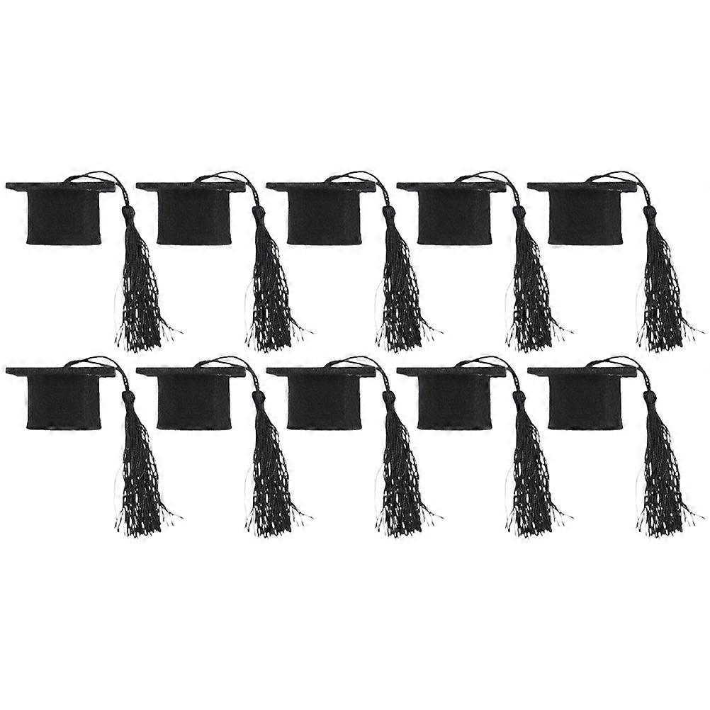Mini Graduation Hat Topper for Decoration 12Pcs Black Caps Set