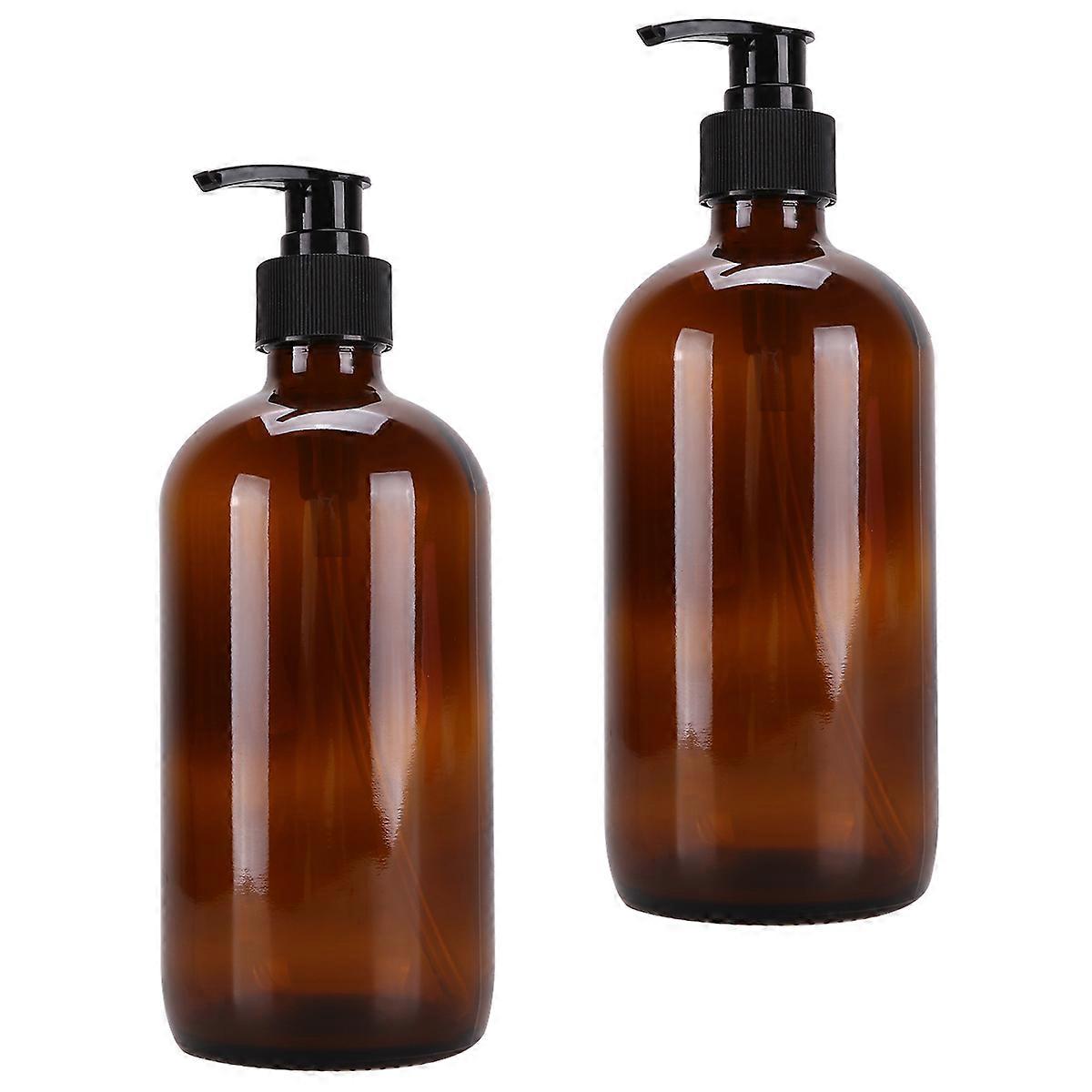 Plastic Cosmetics Holder for Storage Use 2Pcs Brown Sub Bottle Set