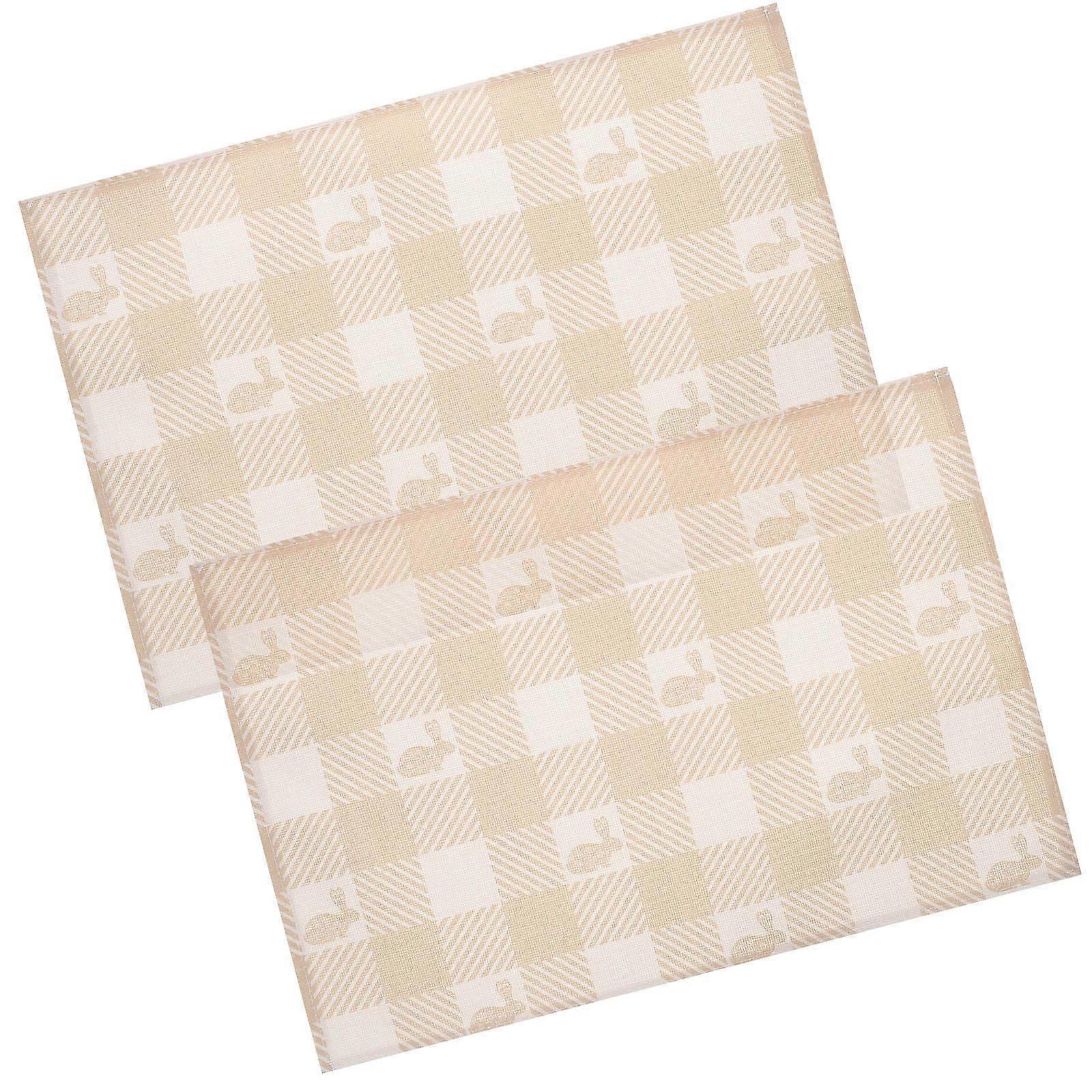 Beige Table Placemats Waterproof for Easter Dinner Table 2Pcs Linen Mats