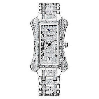 MOKAGO Women's Luxury Diamond Watch - Full Pave Case, Roman Numerals & Blue Sapphire Accent