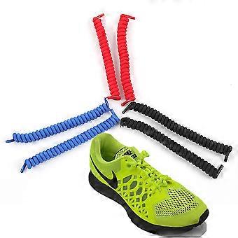 6 stuks Lace Spring Curly Coiled Elastic Shoe Veters Latex Schoenveters Voor Sneakers Casual Schoenen (2 * Zwart + 2 * Rood + 2 * Blauw)