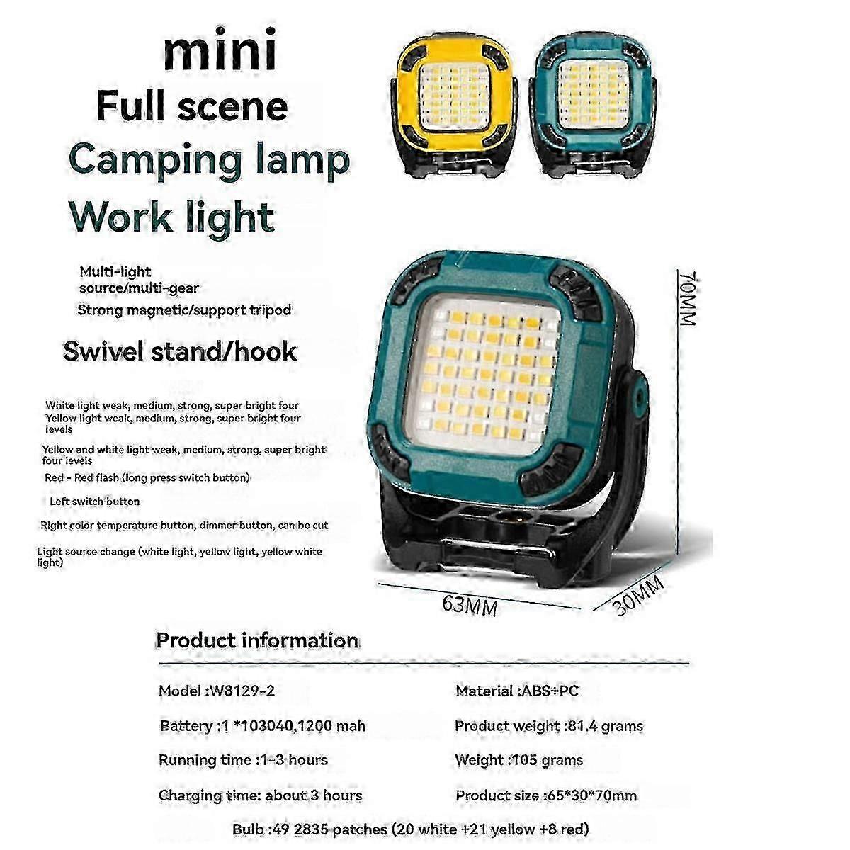 Super Bright Portable Camping Lantern Mini Working Light B
