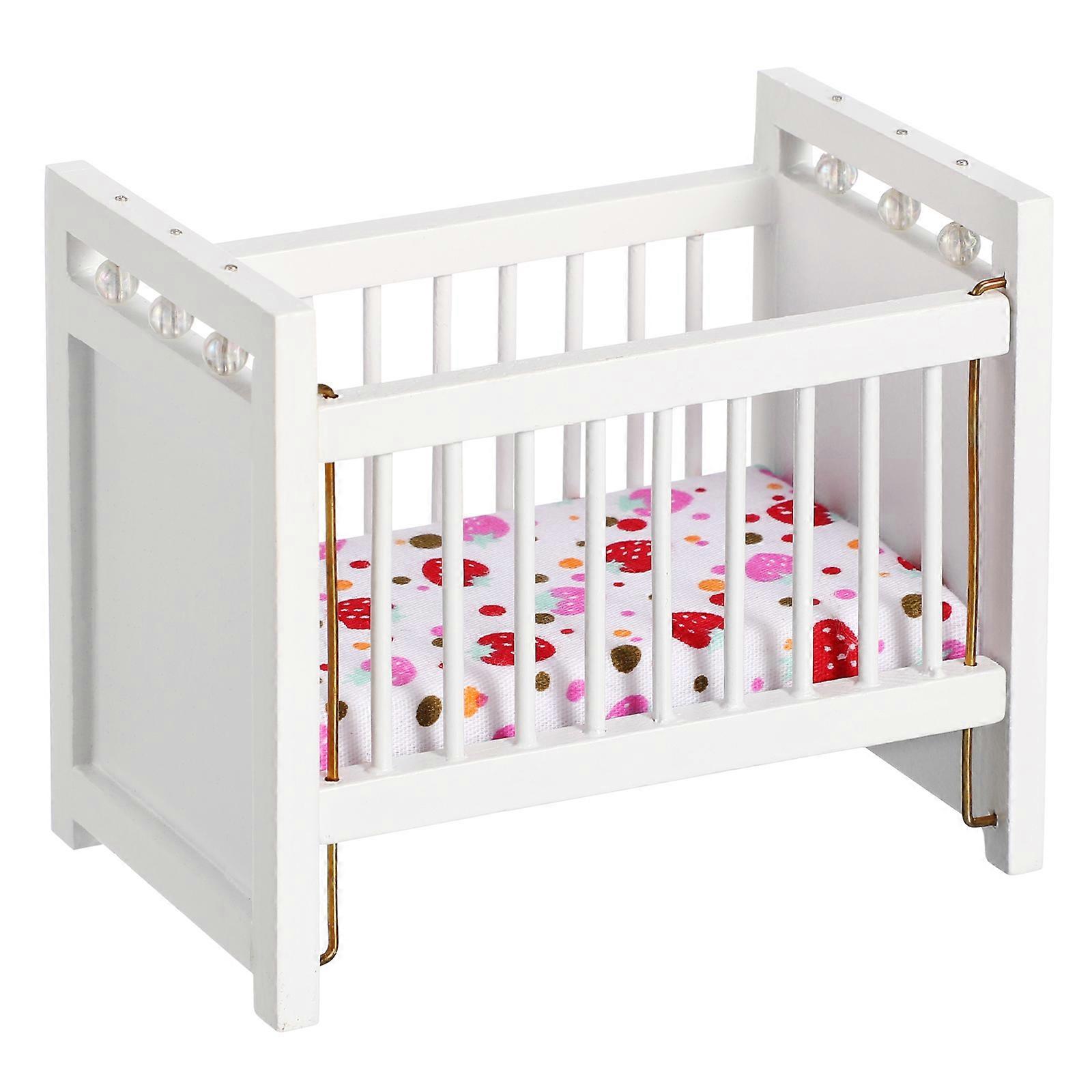1Pc Mini House Versiering Decoratieve Mini Wieg Mini Meubelmodel (Wit)
