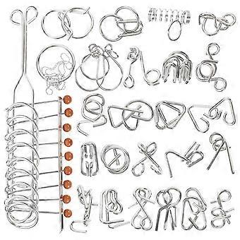 25pcs Nine Ring Interlock Links Sets Game Chinese Puzzle Kid Brain Teaser Toys Birthday Present Educational Developmental Toys Metal Wire Puzzles