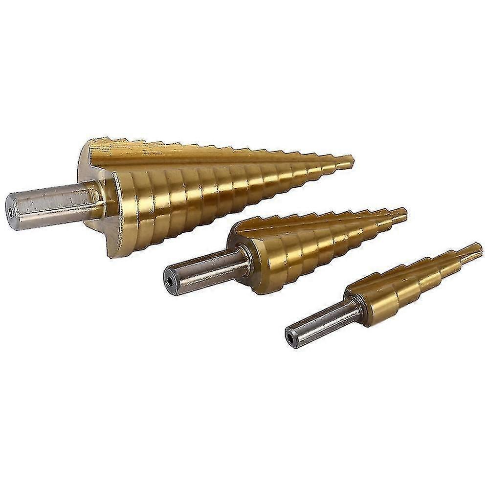 3pcs Triangle Shank Step Cone Titanium Coated Step Drill Bit