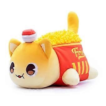 25cm French fries kitty Paws Cat Plush - Embroidered Stitching - Cat Stuffed Animal Festive Collectible 100% Polyester Plushie Pillow Embroidered