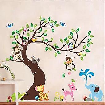 Animal Wall Sticker DIY Art Decal Cartoon Self-Adhesive Wallpaper Mural Decorate for Living Room TV Sofa Background Bedroom Kids Room Nursery - -