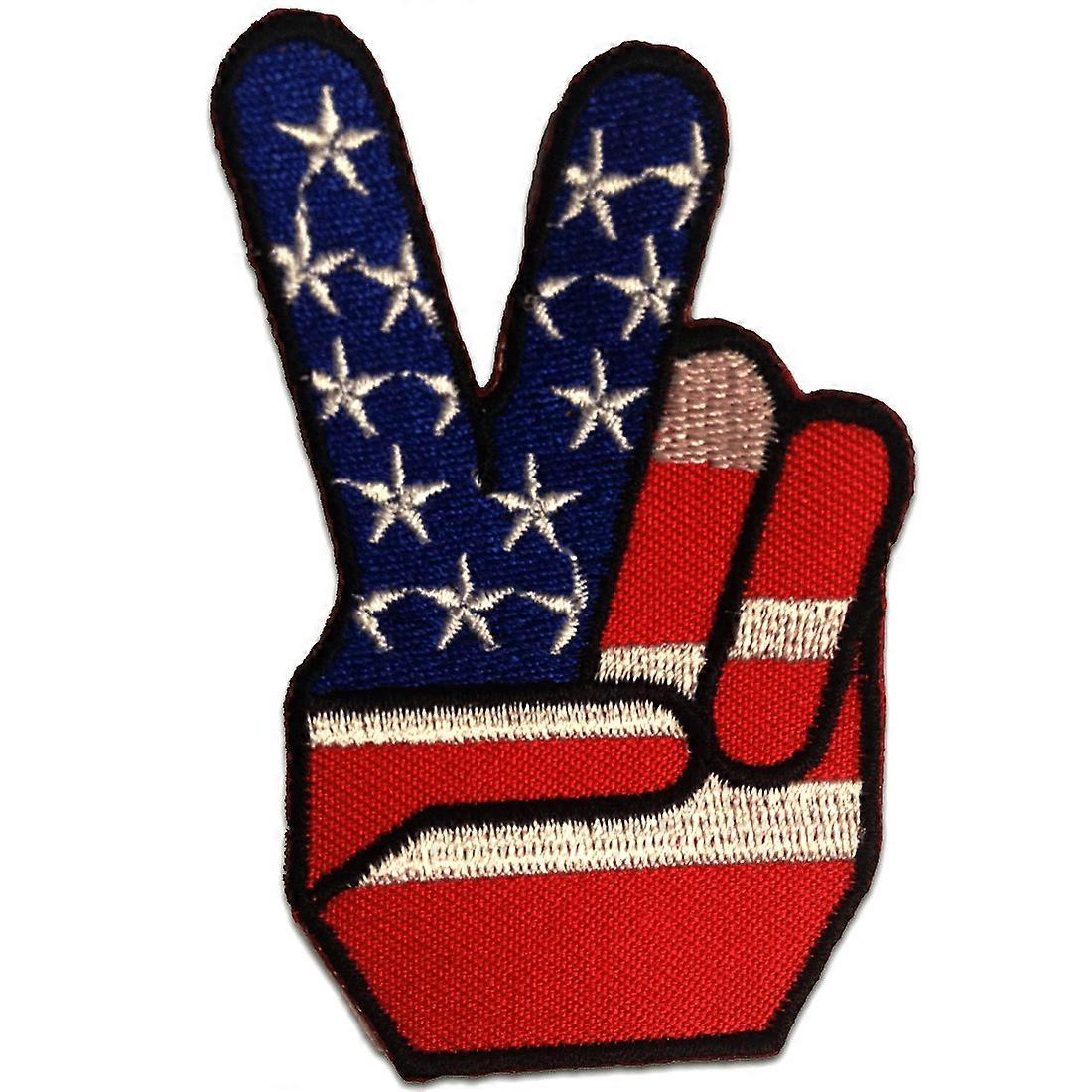 Patch / iron-on patch - USA Victory Peace Peace - black - 6.2 x 8.0 cm patch