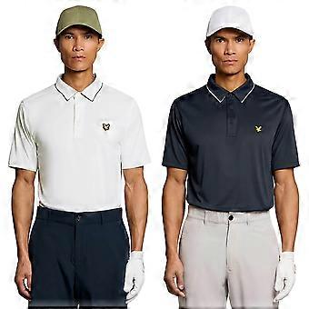 Camisa polo de golfe masculina Lyle & Scott com gola contrastante, respirável e confortável.