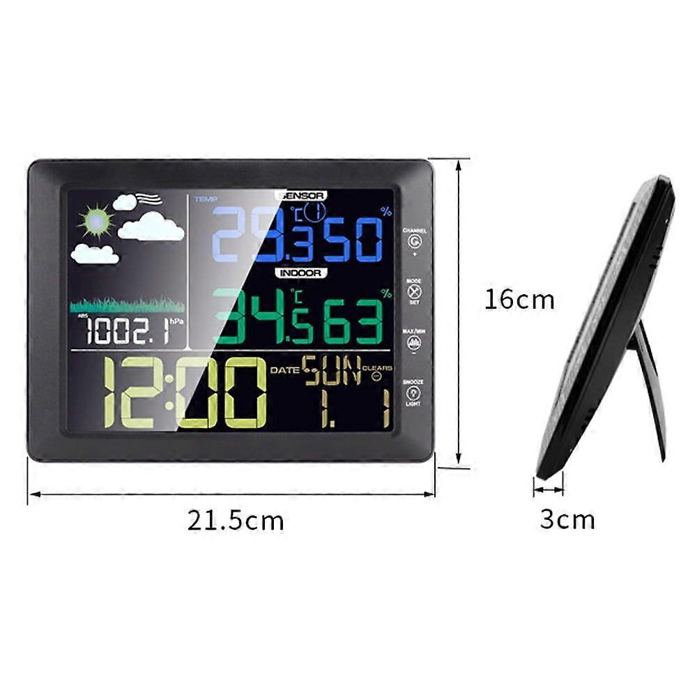 Multi-function wireless color screen weather clock, indoor and outdoor