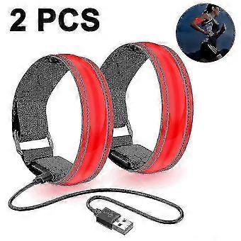 2pcs Rechargeable LED Reflective Armband Light for Running Safety