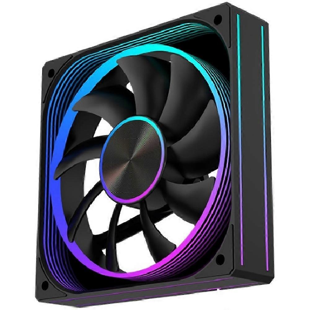 Desktop PC Case Cooling Fan Temperature Control Super Large Surround Mirror Computer Case Fan Black Reverse