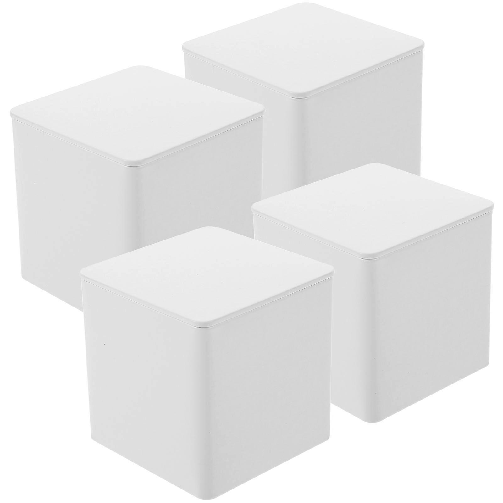 4pcs Small Tinplate Boxes Empty Containers Coffee Tea Candy Storage Containers