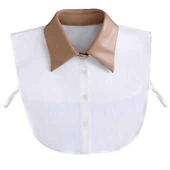 Faux Leather Detachable Fake Collars, able Pointed Collar Blouse Collar, Cotton and Leather Half Shirt for Women, Chic Fall and Winter  Accessories