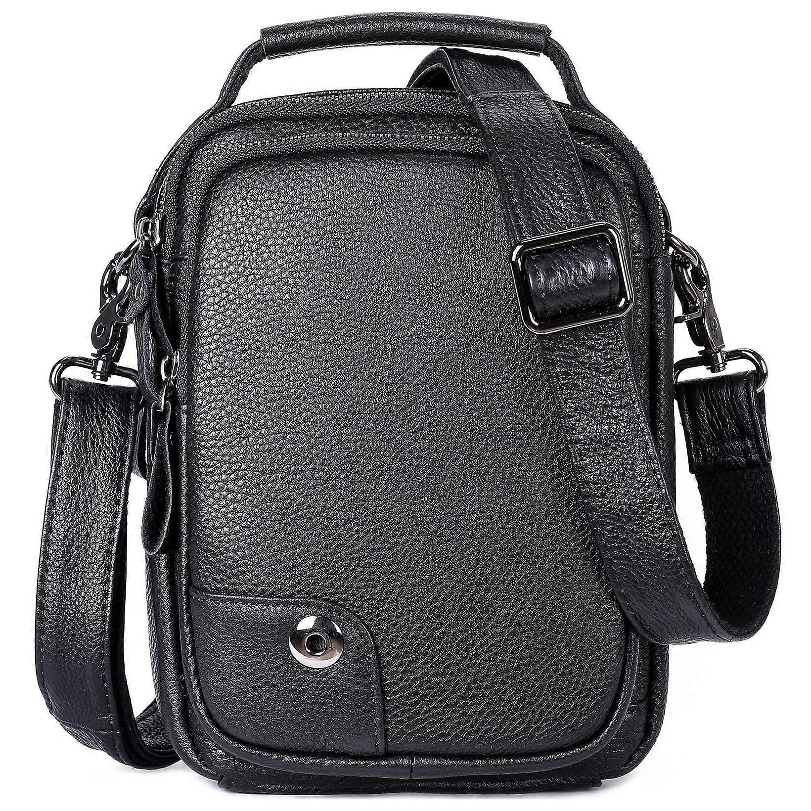 Leather Messenger Shoulder Bag for Men, Durable Cowhide, MultiPocket Design