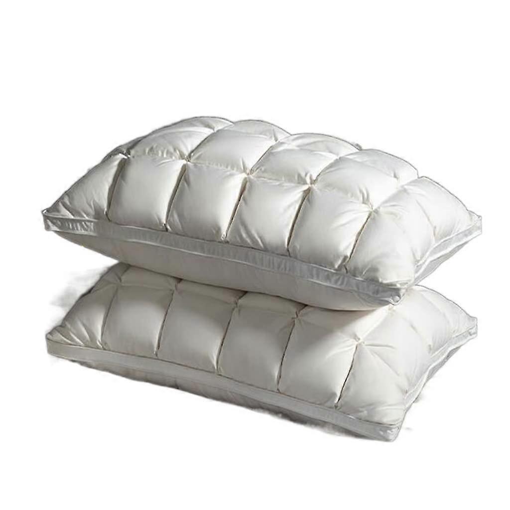 Soft Down Pillow Pair 74x48 cm Comfortable Feather Support for Sleeping and Bed Use