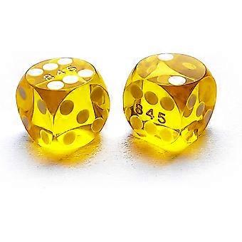 Professional Precision Dice Round Corner 5/8" (16mm) with Random Serial Number, Precision Cut Dice 16MM Gem Yellow, 2pcs Set