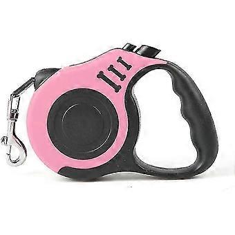 Retractable Dog Leash, 5m Durable Nylon Pet Leash With Non-slip Handle, Tangle-free, One Hand Brake. (pink)