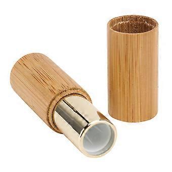 2Pcs Bamboo Lipstick Tube for Refilling Golden Eco-Friendly Lip Balm