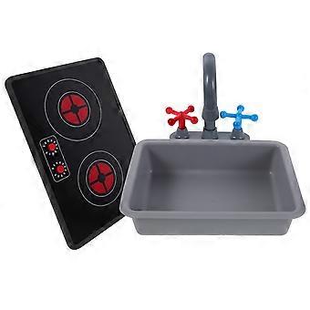 Children Kitchen Playset with Light and Sound Effects for Pretend Play