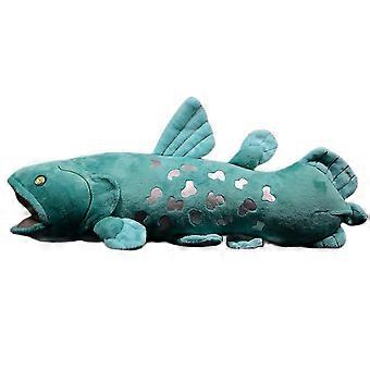 Realistischer Quastenflosser-Plüschtier, 35 cm, blau, weich, prähistorisches Fisch-Geschenk für Kinder
