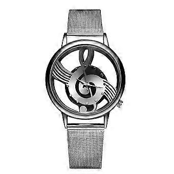 Reloj de pulsera de cuarzo para hombre con esfera redonda calada, aleación y cristal, elegante regalo minimalista para él, correa de malla de 24 cm, ideal para ocasiones especiales.