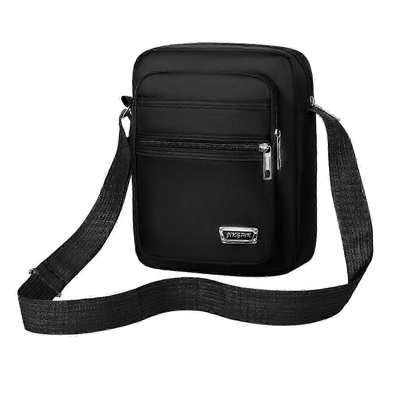Slim Multi-Zip Oxford Shoulder Bag