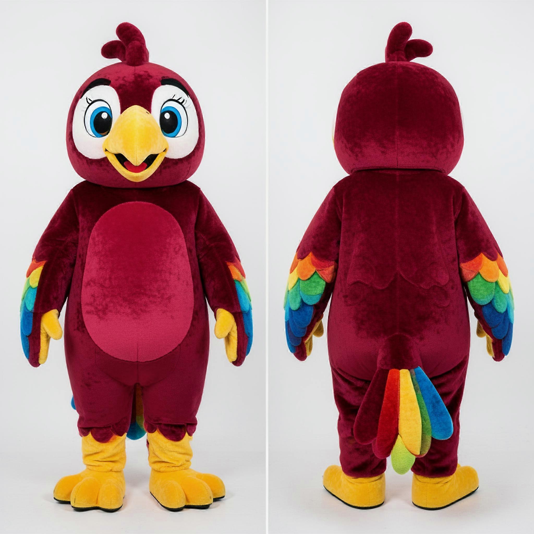 MASTICOT Maroon Vibrant Parrot Mascot